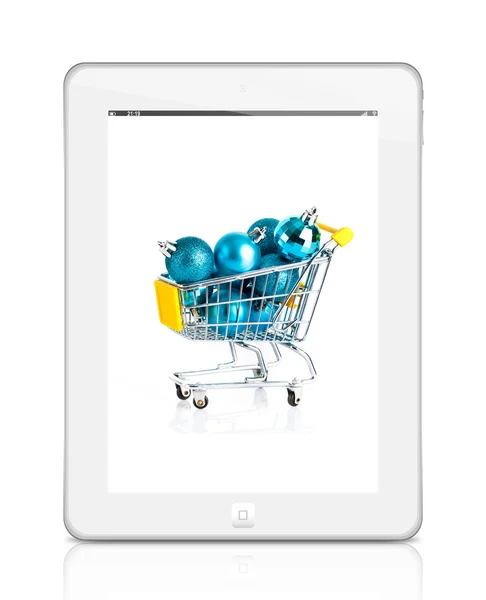 Alışveriş sepeti tablet ekranında. — Stok fotoğraf