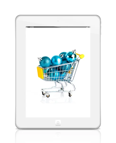 Carrito de compras en pantalla tablet . —  Fotos de Stock