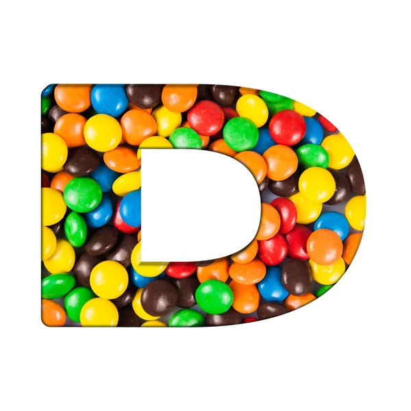 D písmeno abecedy vyrobené cukroví — Stock fotografie