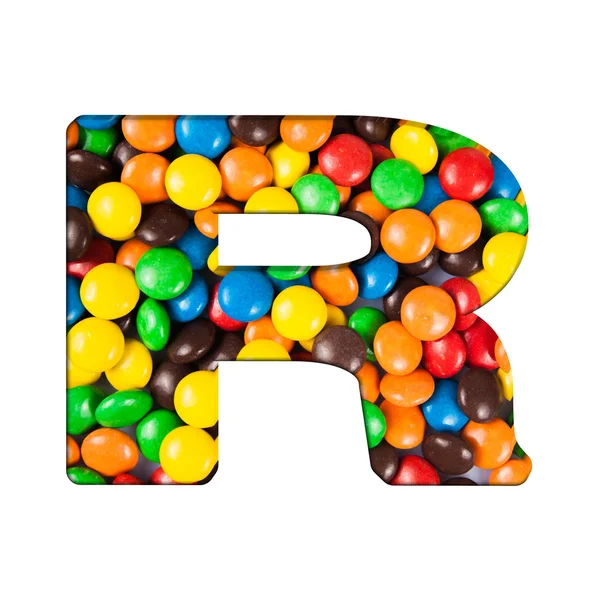 Letter r  of alphabet made of candies — Stock Photo, Image