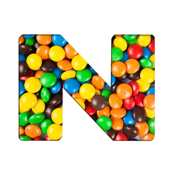 Letter n of alphabet made of candies — Stock Photo, Image