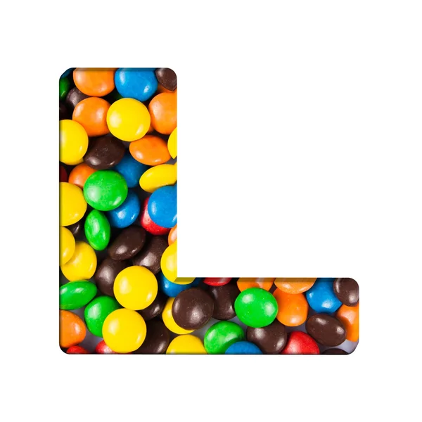 Letter l of alphabet made of candies — Stock Photo, Image