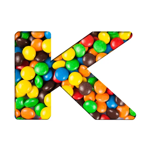 Letter k of alphabet made of candies — Stock Photo, Image