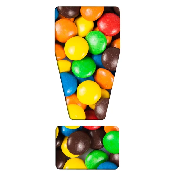 Exclamation point made of candies — Stock Photo, Image