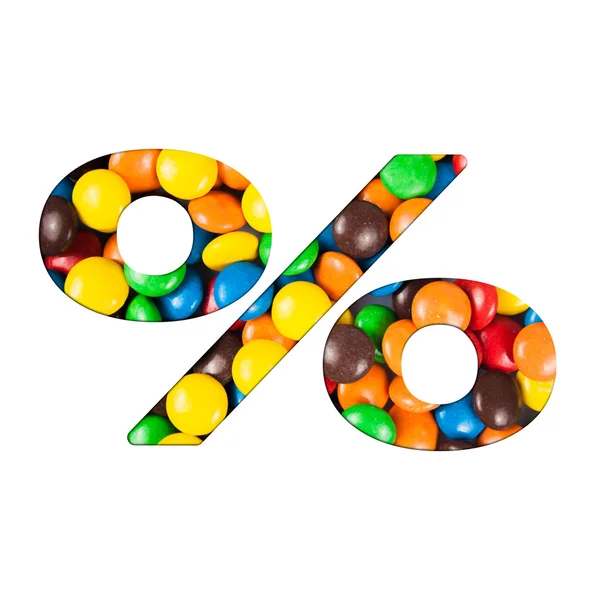 Percentage  sign made of candies — Stock Photo, Image