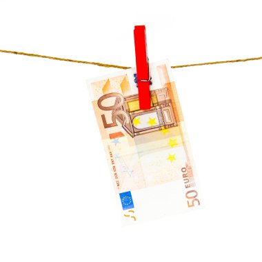 Euro banknot clothesline üzerinde
