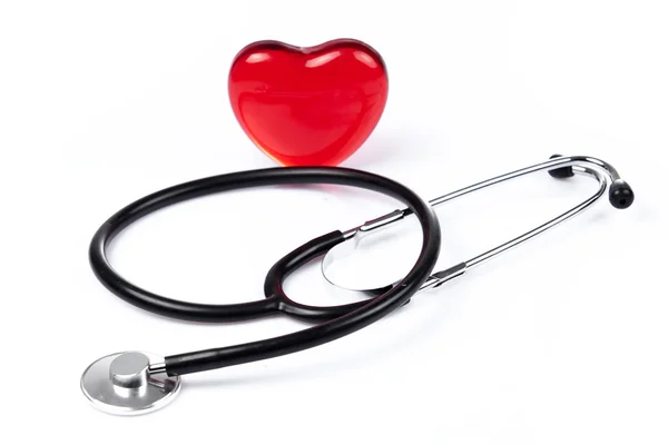Czerwone serce i stetoskop. — Zdjęcie stockowe