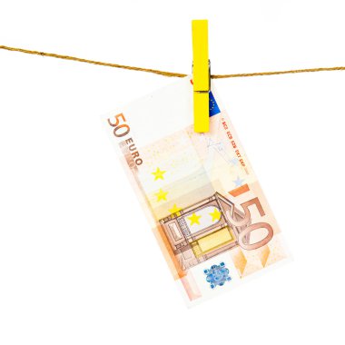 Euro banknot clothesline üzerinde