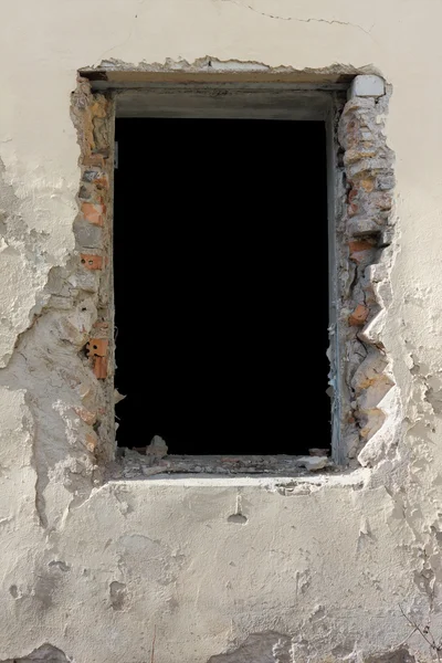 Black window without glass — Stock Photo, Image