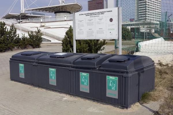 Plastic black  containers for garbage — Stock Photo, Image