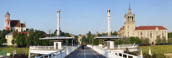 White bridge through the Neris river — Stock Photo, Image