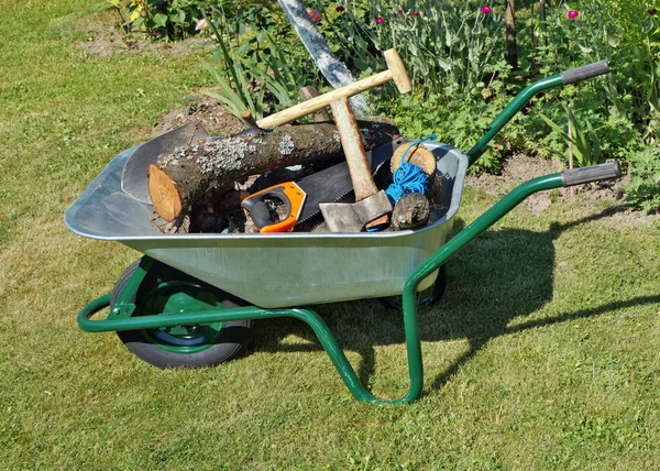 El arabası bir bahçe çim üzerinde olduğunu