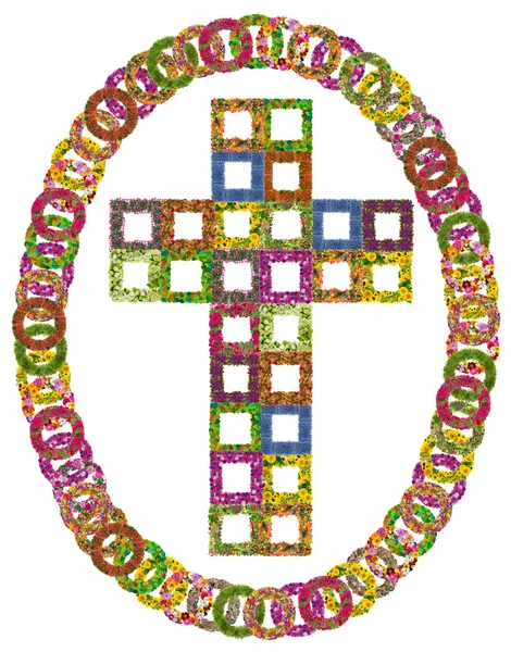 Simple floral Catholic cross — Stock Photo, Image