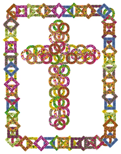 Simple floral Catholic cross — Stock Photo, Image