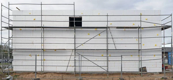 Insulate Wall House Foam Blocks Glued — Stock Photo, Image