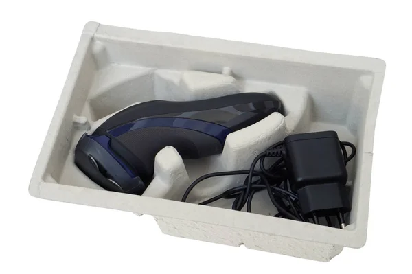 Embalagem Ecológica Branca Moderna Para Dispositivos Eletrônicos Feitos Papel Reciclado — Fotografia de Stock