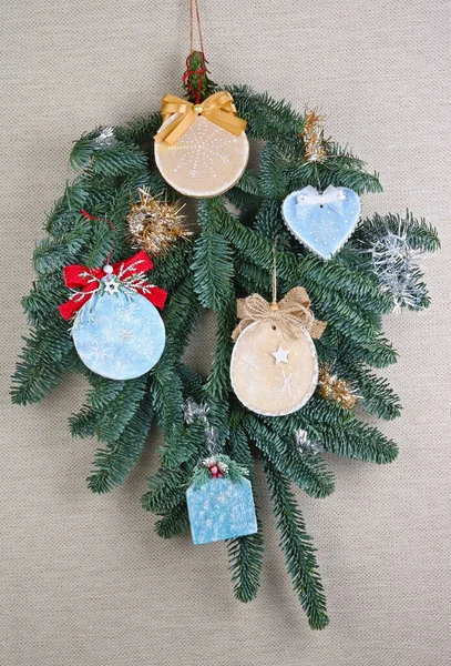 Caseiro Árvore Natal Ramo Decoração Bola Casa Formas Brinquedos — Fotografia de Stock