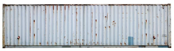 Zeď Ocelově Šedého Starého Rezavého Kontejneru Nákladem Izolováno Náplastí — Stock fotografie