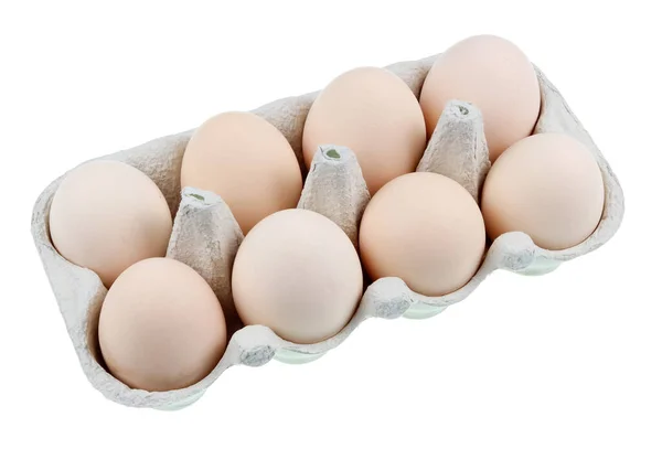 Acht Bio Eier Vom Biohof Seltener Cremefarbener Farbe Isoliert Auf — Stockfoto