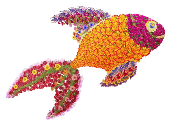 Золотая рыба из цветов — стоковое фото