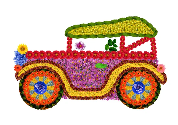 Retro auto van bloemen — Stockfoto