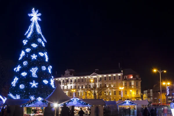 Christmas night in old town — Stock Photo, Image