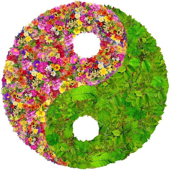 Yin and Yang floral isolated symbol — Stock Photo, Image