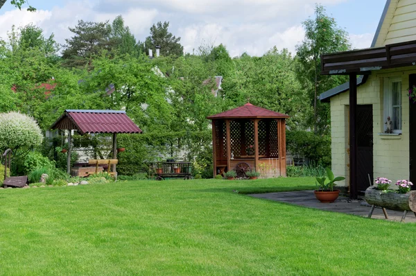Green  European rural lawn — Stock Photo, Image