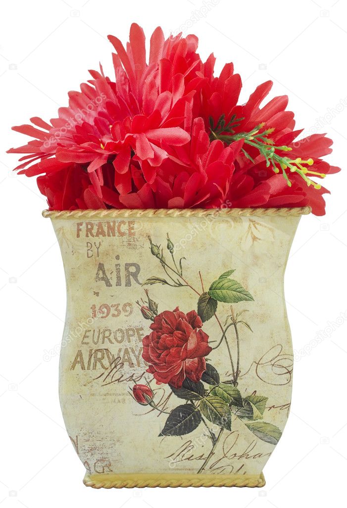 Tin Vase With Red Flowers Stock Editorial Photo C Vilaxlt 85420424