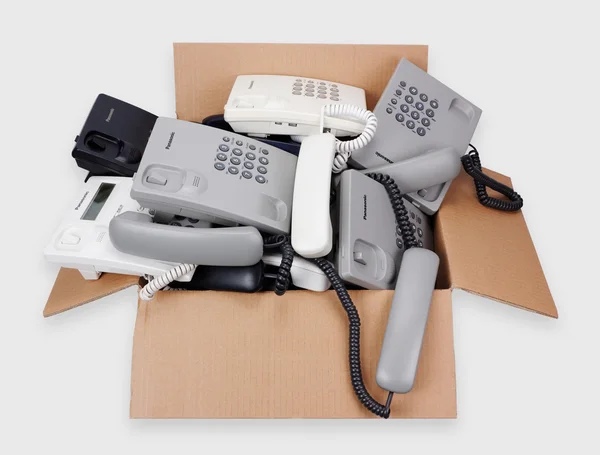 Corded phones consign to the past concept. — Stock Photo, Image