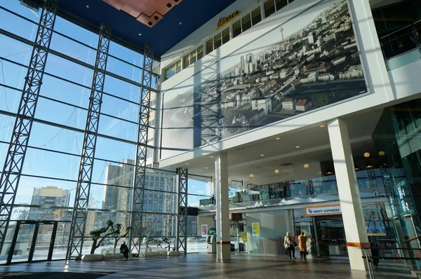Big glass wall in Panorama center — Stock Photo, Image