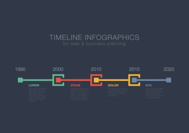 zaman çizelgesi infographics kareler financi tasarım şablonunda vektör