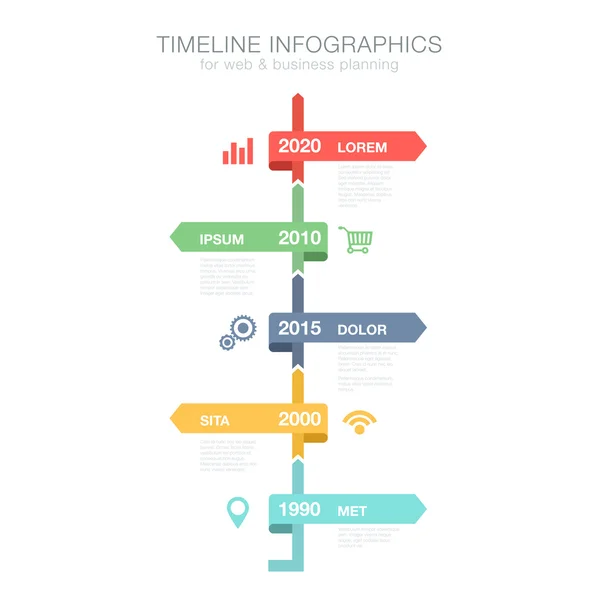 Línea de tiempo Infografías plantilla de diseño vectorial vertical para busine — Vector de stock