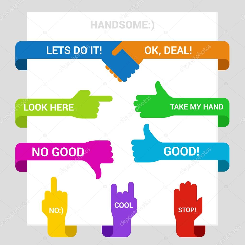 Hands symbols pointers design elements vector templates