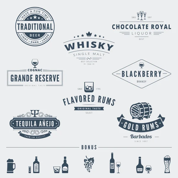 Hipster Logo design vector typography lettering templates. Alcoh... — Vetor de Stock