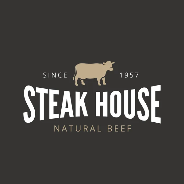 Marha Steak logó Vintage Retro címke vektor tervezősablon — Stock Vector