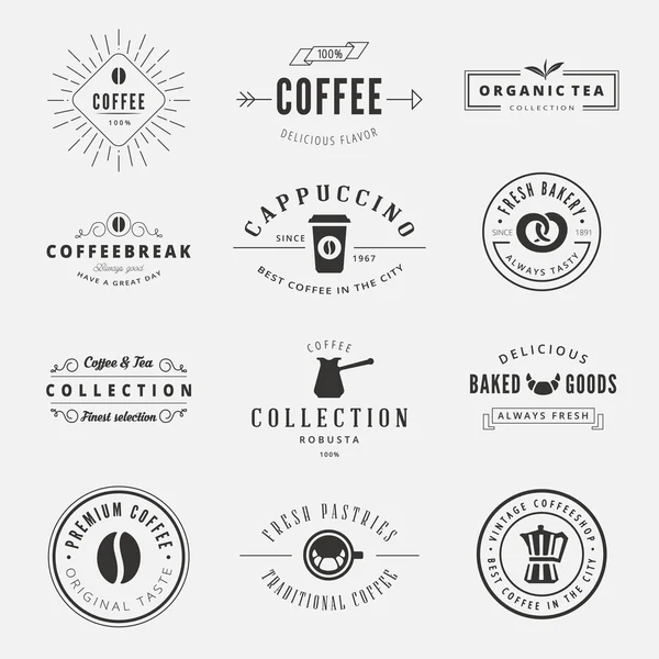 Café Retro Vintage Etiquetas Logotipo diseño vector tipografía letra — Vector de stock