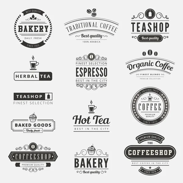 Café Rétro Vintage Labels Logo design vectoriel typographie lettre — Image vectorielle