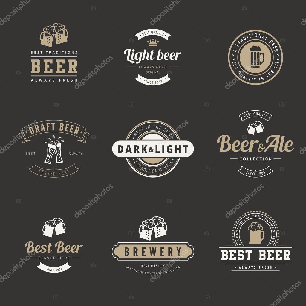 Hipster Logo Retro design vector typography lettering templates. Beer Vintage Labels.