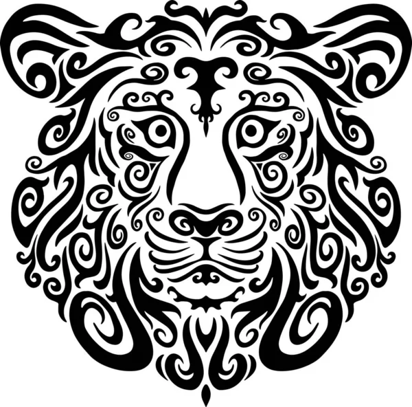 Vector Illustration Decorative Ornate Vector Lion Head — Stock Vector