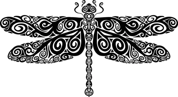 Vektor Illustration Der Handgezeichneten Dekorativen Libelle Zentangle Stil — Stockvektor