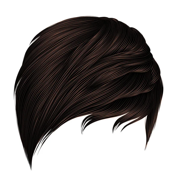 Trendy Woman Short Hair Brown Colors Fringe — стоковый вектор