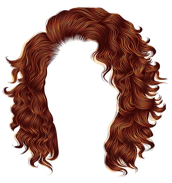 Long Curly Hairs Ginger Redhead Colors Beauty Fashion Style Wig — Stock Vector