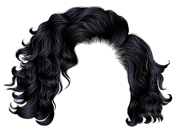 Mujer Moda Pelo Corto Morena Negro Colores Oscuros — Vector de stock