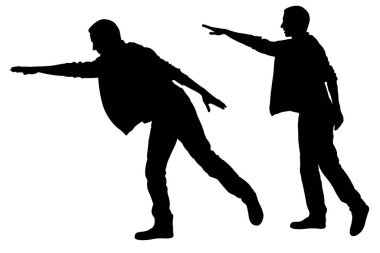 Taksi çağıran ya da otobüsleri kaçıran adamların siluetleri.