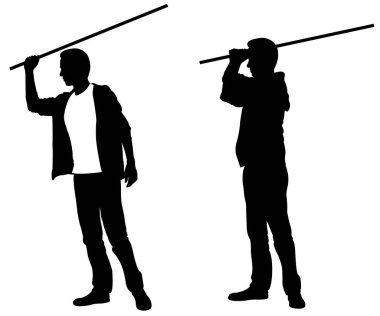 Sopayla vuran adamların siluetleri.