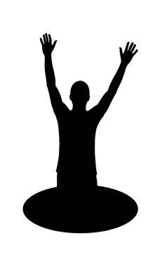 Kara deliğe düşen bir adamın silüeti.