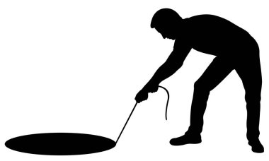 Delikten ip çeken bir adamın silueti.