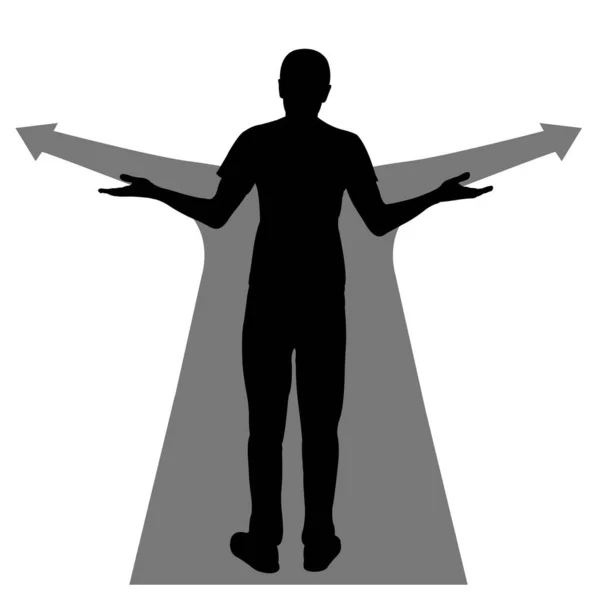 Silhouette Homme Connaissant Pas Bonne Voie — Image vectorielle