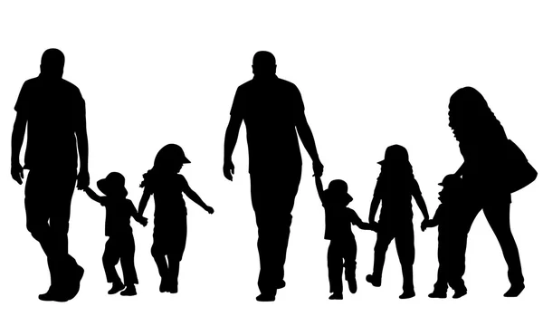 Silhouette Family Holding Hands Stock Vector